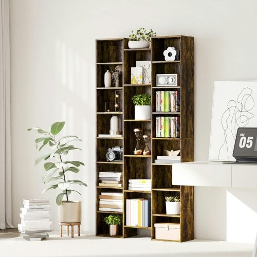 Wyld Haus Elmaso Wooden Brown Twenty One Compartment Storage Bookcase