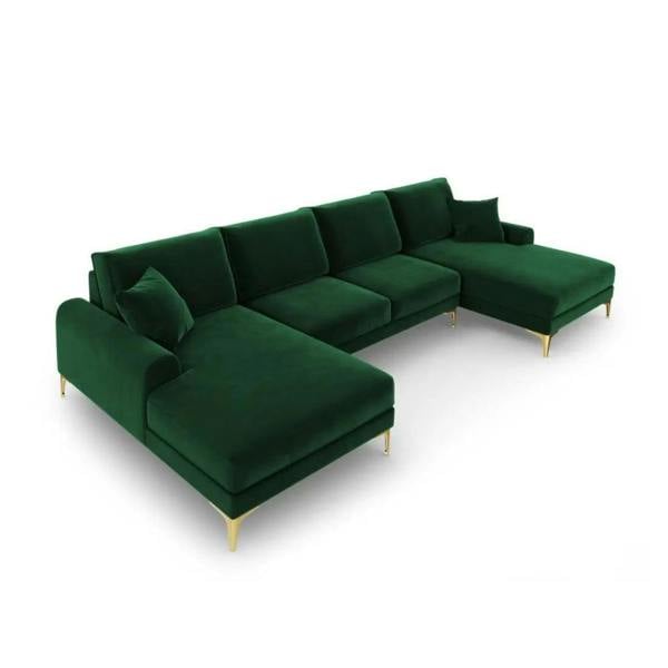 Snug Furniture Monroe Plush U-Shaped Corner Sofa with Gold Legs