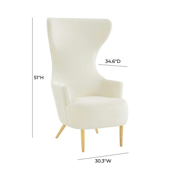 Furniture Edit Julia Cream Velvet Channel Tufted Wingback Accent Occasional Chair