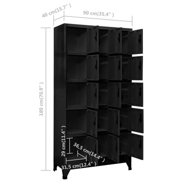 Berkfield Locker Cabinet Black 90x40x180 cm Steel