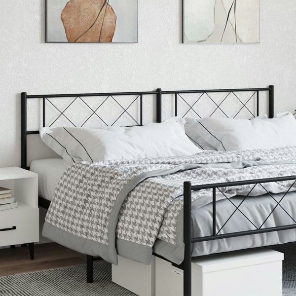 Berkfield Metal Headboard Black 206x90 cm