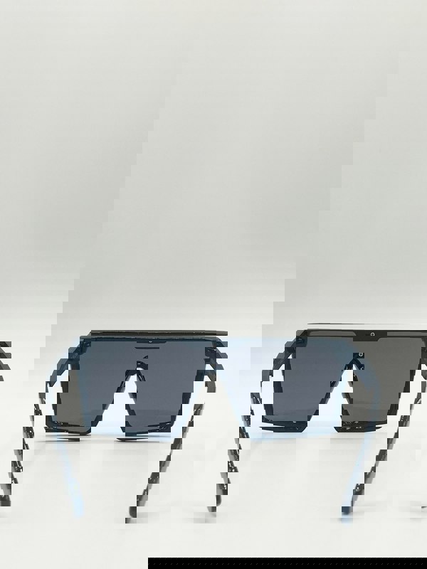 SVNX Black Oversized Flat Top Square Frame Sunglasses