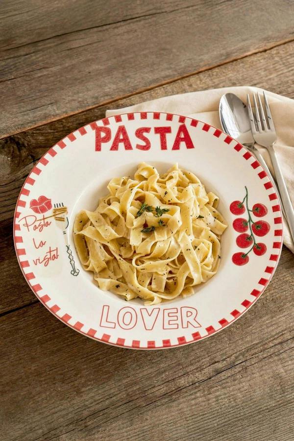 Patterned Porcelain Pasta Plate