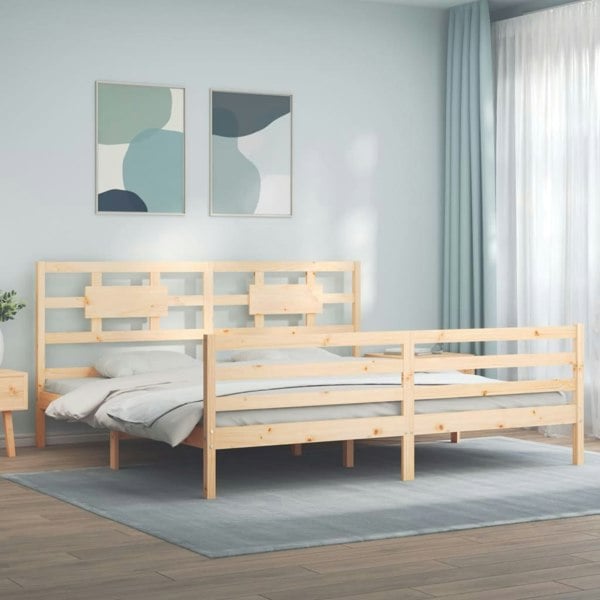 Berkfield Bed Frame with Headboard 200x200 cm Solid Wood