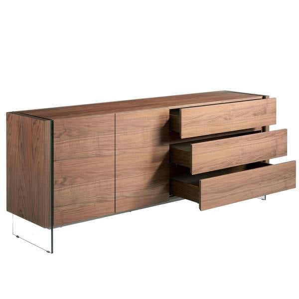 Angel Cerdá Walnut and Tempered Glass Sideboard 3086