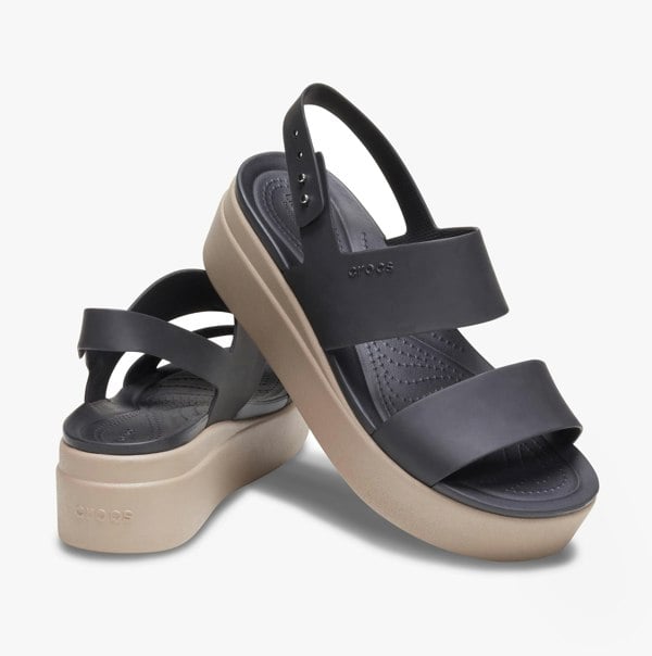 Crocs 206453-07H BROOKLYN LOW WEDGE Womens Sandals Black/Mushroom