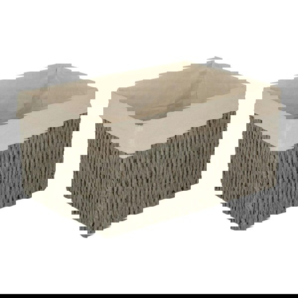 White Cotton Paper Rope Storage Basket with White Cotton Lining