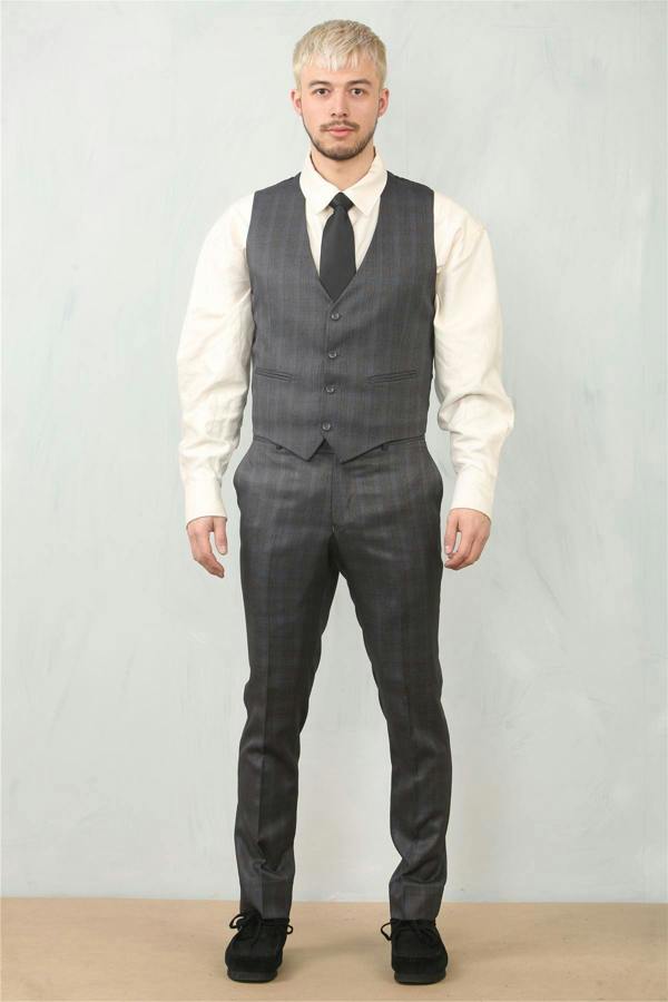 Infinity Leather Men's 3 Piece Prince Of Wales Charcoal Suit Workwear
