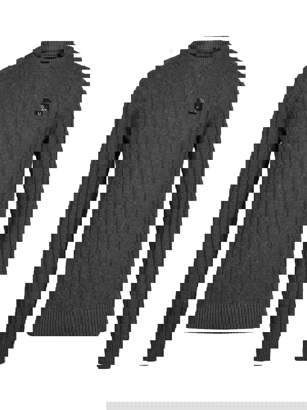 Luke 1977 Mitcham Cable Knit Jumper - Charcoal