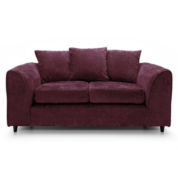 SQUAREBOXX Dylan Chenille 3+2 Seater Fabric Sofa in Aubergine
