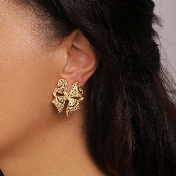 Gold Trip Vintage Gold Bow Clip-On Earrings