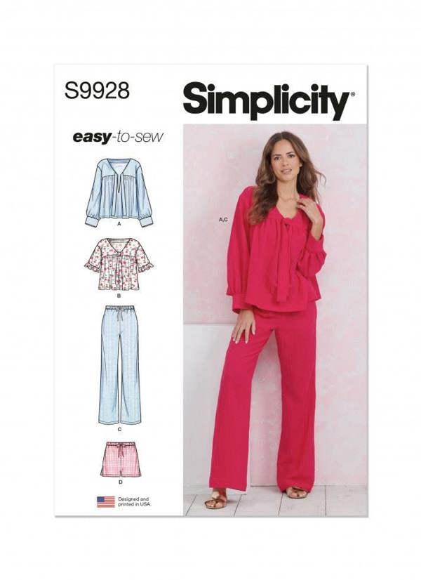 Simplicity Sewing Pattern 9928, Tops, Trousers, Shorts for Women, A (XS-S-M-L-XL-XXL) - Easy