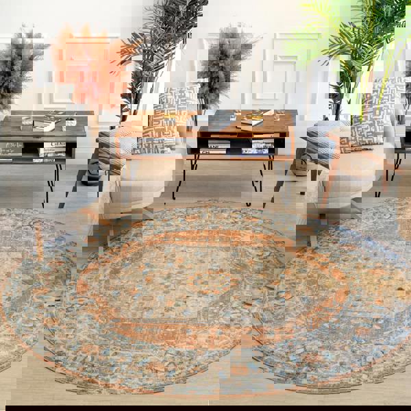 Livabliss Lillian-Washable Orange Brown Traditional Vintage Boho Rug