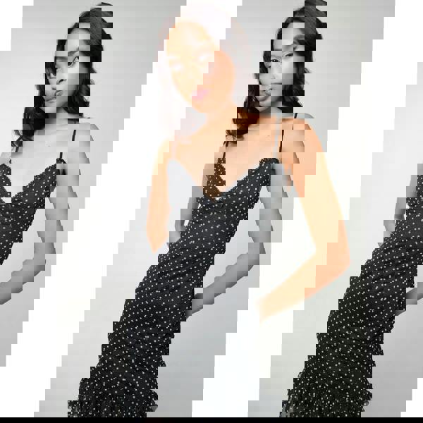 Pink Vanilla Polka Dot Mesh Cap Sleeve Mini Dress