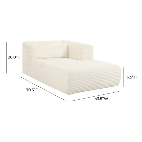 Furniture Edit Tarra Fluffy Oversized Cream Corduroy Modular RHF Chaise