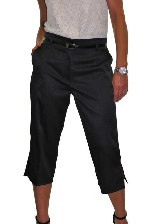 Paulo Due Women's Matt Satin Cropped Trousers Black