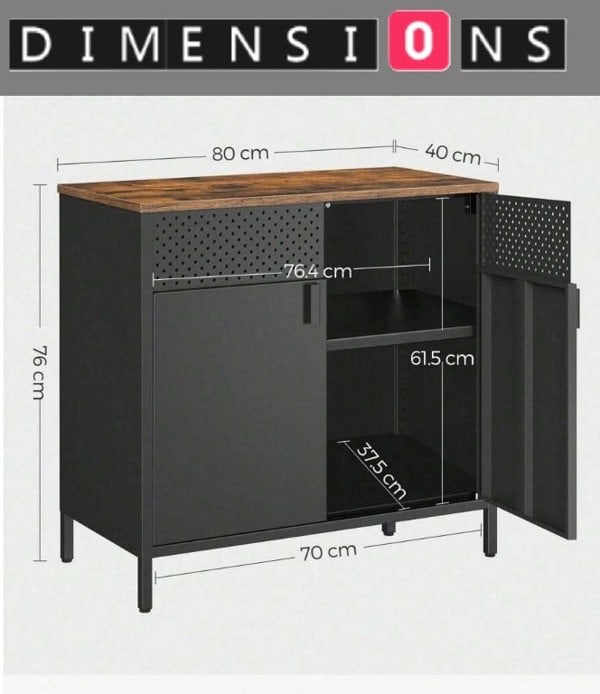 Modcraft Rustic Brown & Black Floor Standing Storage Cabinet with Door and Adjustable Shelf