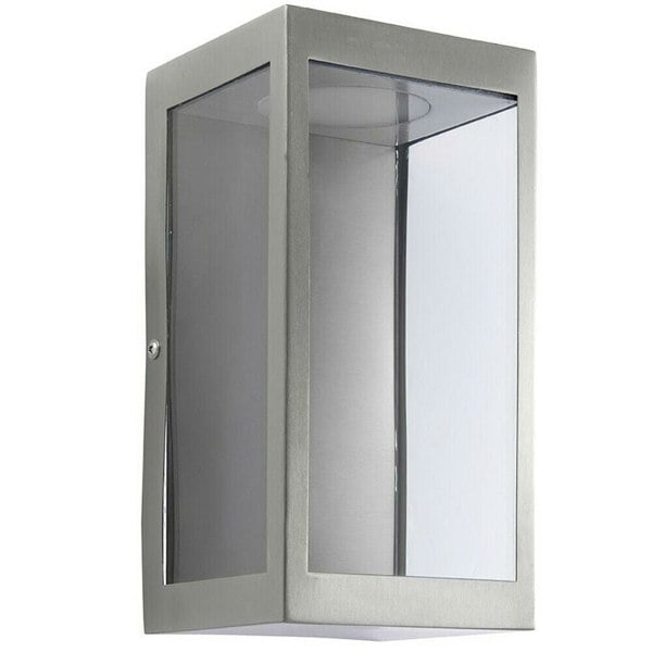 IP44 Outdoor LED Wall Light Brushed Stainless Steel & Glass Lamp Modern Lantern Loops