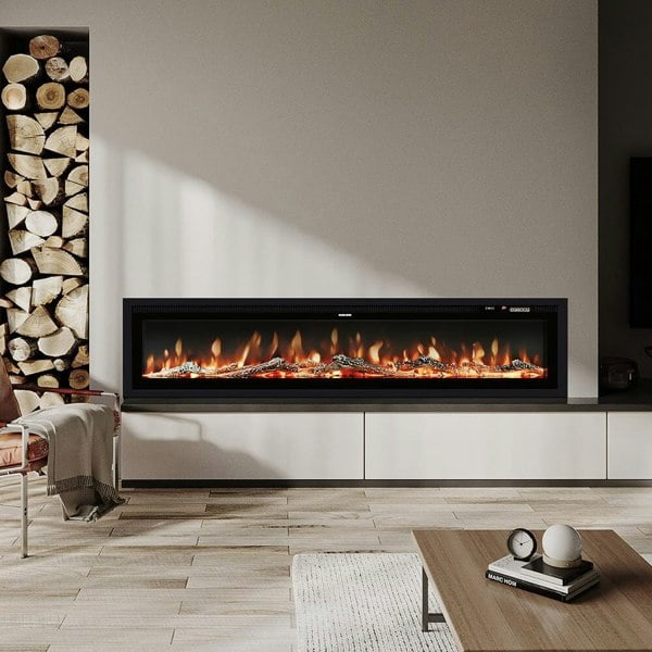 40/50/60 Inch Electric Fireplace 9 Colour LED Flame Effect Heater With Remote Control Freestanding Fireplaces Living and Home