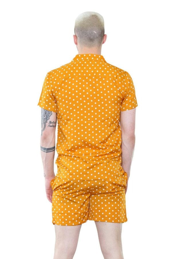 Men's Mustard Polka Dot Shirt and Shorts Set