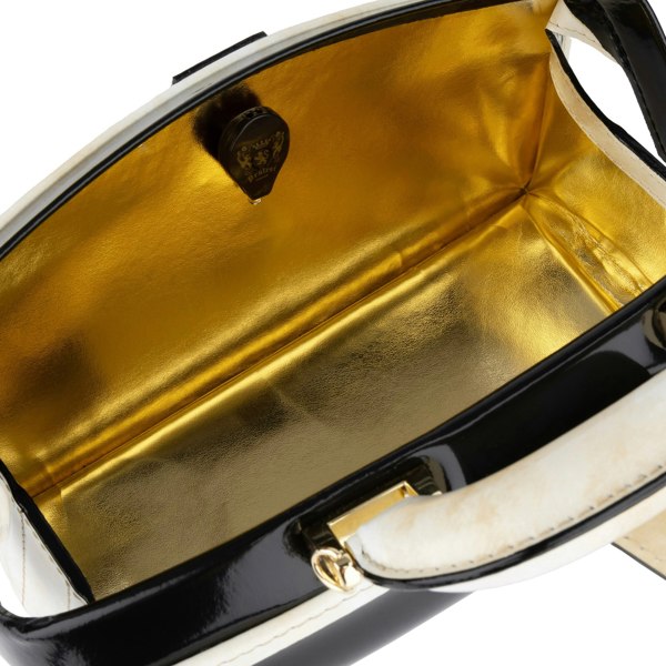 Embassy London Gazelle - Black & Cream - Women’s mini patent leather top handle & crossbody bag