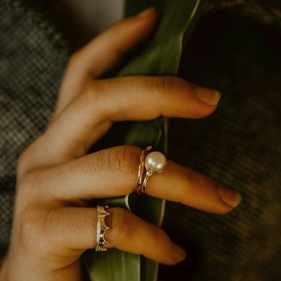Reeves & Reeves Bark and Pearl Ring