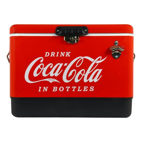Coca-Cola 51L Portable Cool Box – Ice Chest Cooler for Camping, Beach, Fishing & RV Trips (Red)