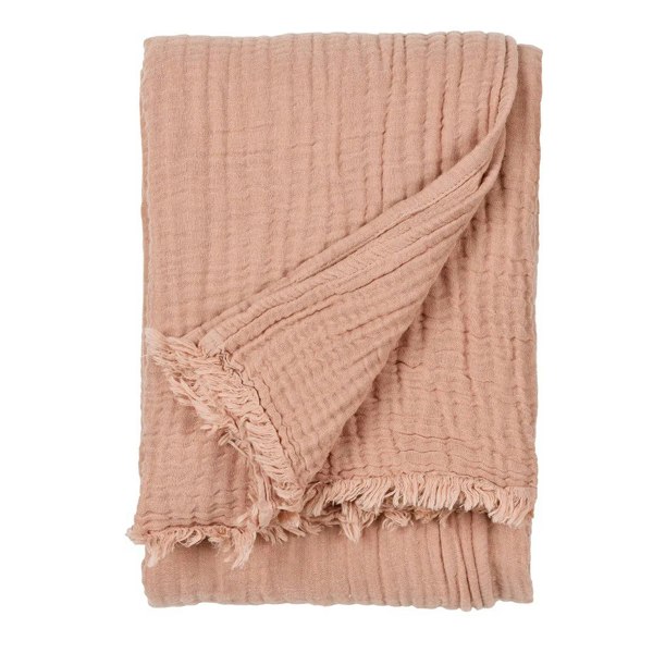 Yard Lark Cotton Crinkled Throw - Pink Clay