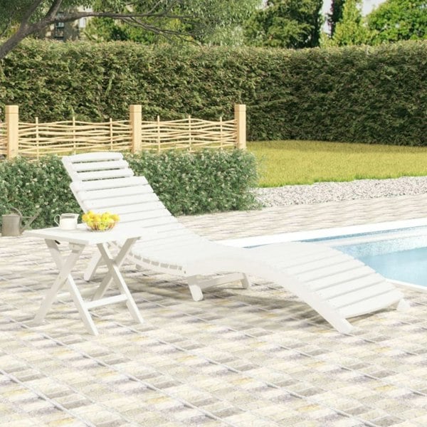 Berkfield Sun Lounger White 184x55x64 cm Solid Wood Acacia