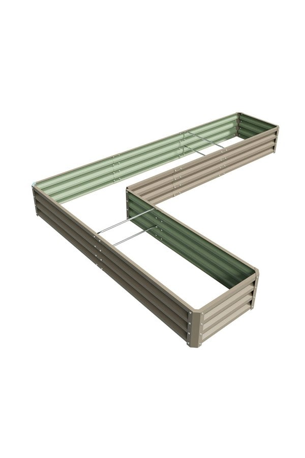 Living and Home L-Shaped Galvanized Steel Raised Garden Bed
