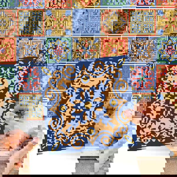 WT1568 - Mara Colourful Mix Mediterranean Wall Tile Sticker Set - 15 cm x 15 cm - 24 pcs