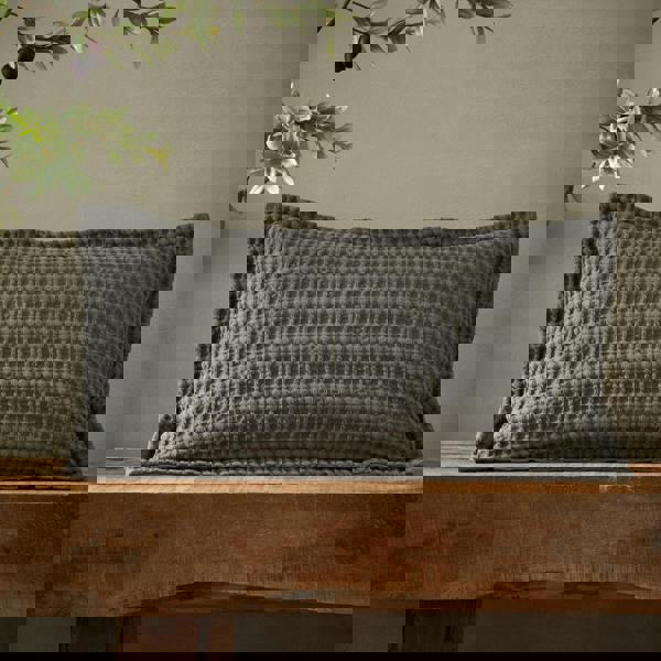 Pineapple Elephant Jaipur Chunky Waffle Cotton Cushion Grey