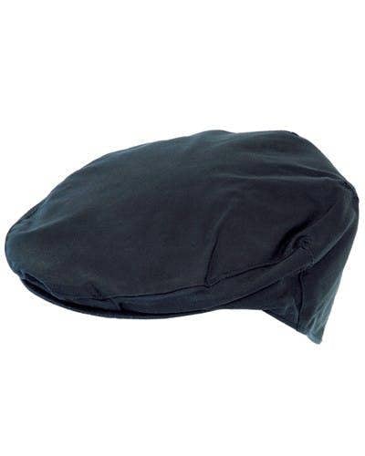 Navy Blue Hoggs of Fife Waxed Cotton Flat Cap perfect as a stylish country cap