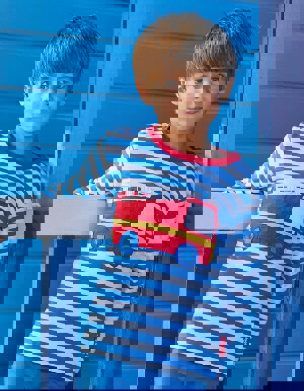 Organic Fire Engine Applique T-Shirt - Toby Tiger UK Retail