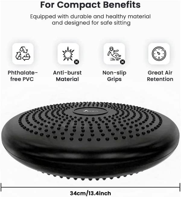ROMIX Wobble Cushion, 34cm Inflatable Balance Disc with Pump for Core Training and Sitting Posture Support