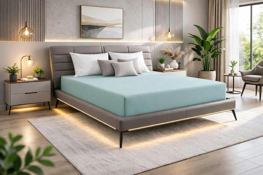 Night Zone Microfibre Fitted Sheet 25cm Deep – Soft Easy Care Bed Sheet - Duck Egg