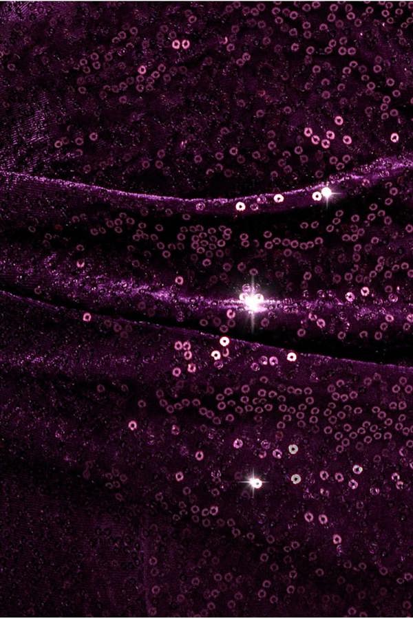 Sequin Velvet Bardot Jumpsuit - Magenta TR371