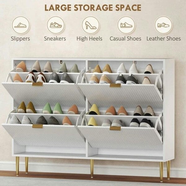 Bobobiy Elegant Four-Drawer Shoe Cabinet - White