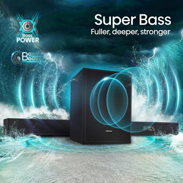 Dyzi AX5125H 5.1.2 Channel 500W Dolby Atmos Soundbar Subwoofer Black