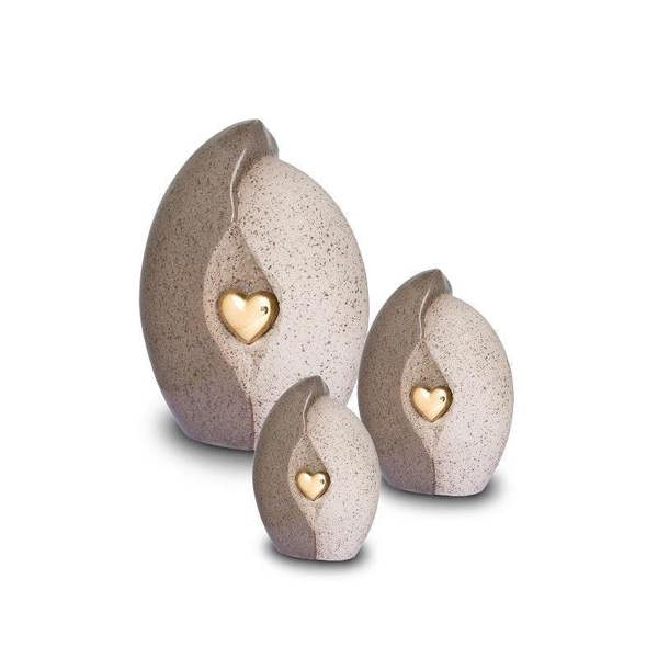 Memorials Direct Ceramic Urn (Natural with Gold Heart)