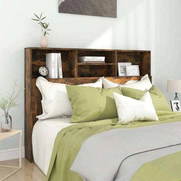 Berkfield Headboard Cabinet Smoked Oak 140x19x103.5 cm