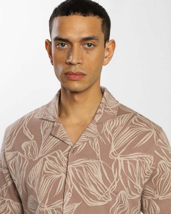 Steel & Jelly Abstract Palm Leaf Jacquard Short Sleeve Shirt