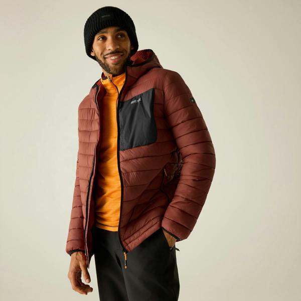 Regatta Mens Lightweight Padded Jacket - Burnt Henna/Black - Burnt Henna/Black - 100% Mixed
