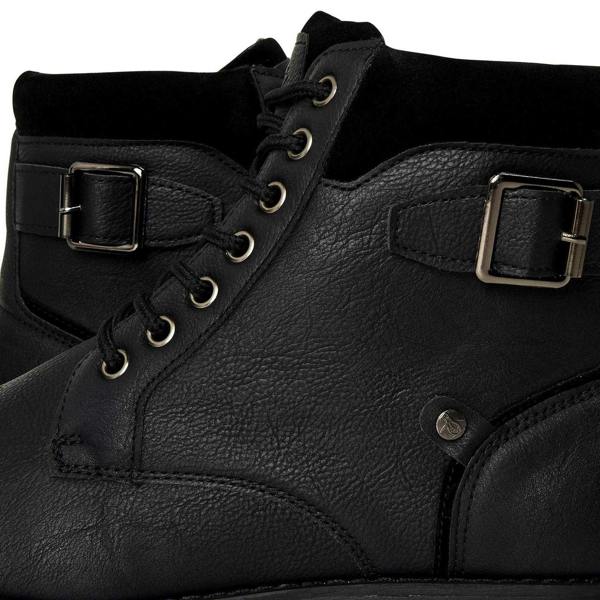 Original Penguin Mens Plain Leather Combat Boots - Black - 