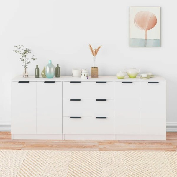 Berkfield 3 Piece Sideboards White Engineered Wood