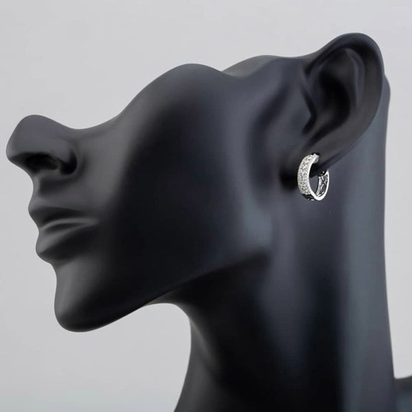 T. H. Baker 9ct White Gold Diamond Three Row Hoop Earrings PE04865
