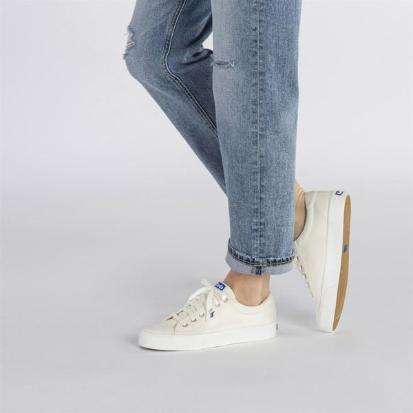 Keds Women's Crew Kick 75 Canvas White Shoes with Cushioned Footbed