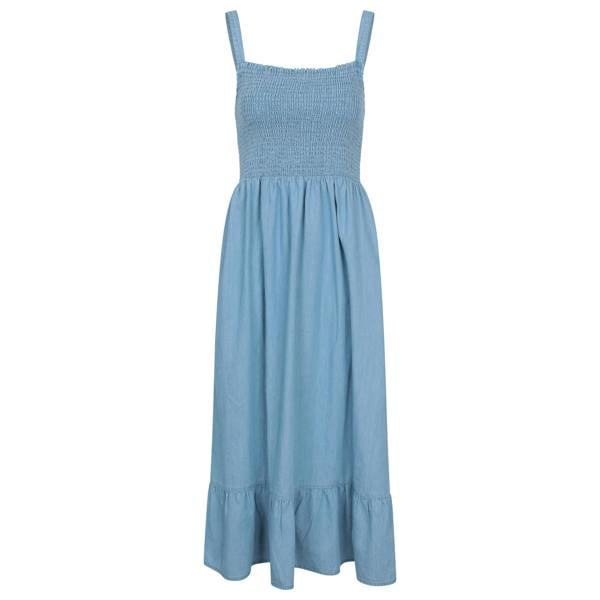 Mountain Warehouse Womens Marbella Strappy Shirred Midi Dress - Pale Blue