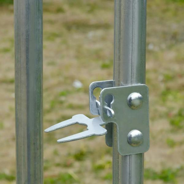Metal latch and lock for galvanised chicken run door with key
