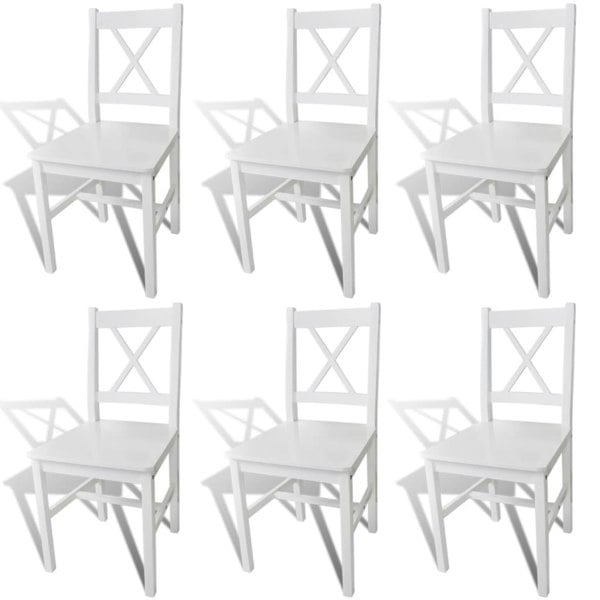 Berkfield Dining Chairs 6 pcs White Pinewood